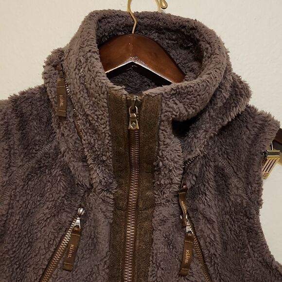Kuhl Vest Flight Fog Harbor  Fleece Sherpa Fuzzy Hoodie Warm Soft Comfy … - Picture 2 of 10